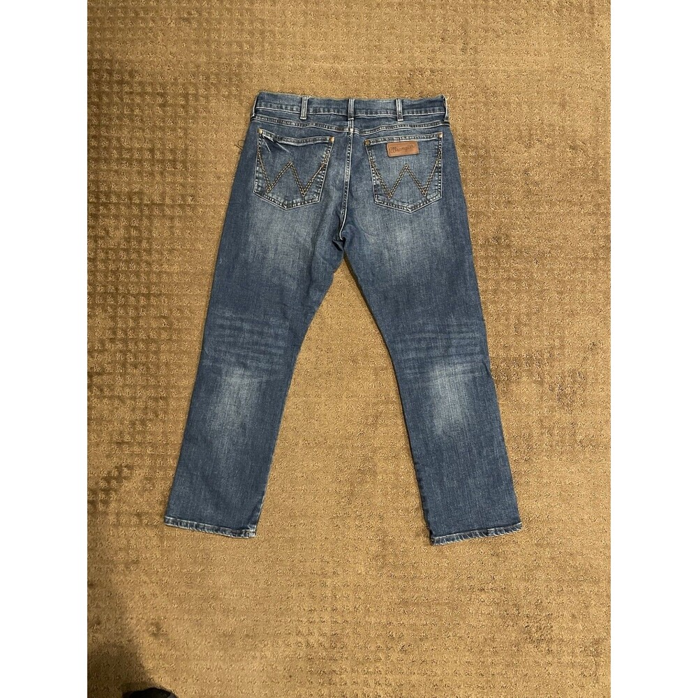 Wrangler Retro Jeans Mens 34x30 Slim Straight Western Cowboy Denim Whiskered - Picture 2 of 6